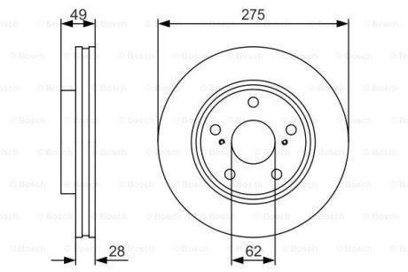 ДИСК ГАЛЬМIВНИЙ ПЕРЕДНIЙ BOSCH 0 986 479 R58