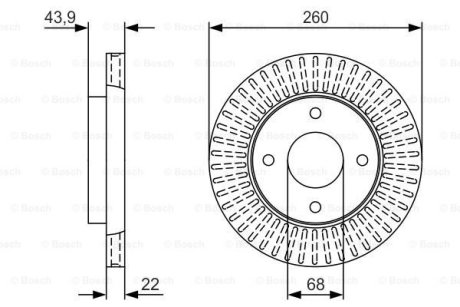 ДИСК ГАЛЬМIВНИЙ ПЕРЕДНIЙ BOSCH 0 986 479 U61