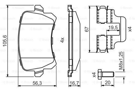 ДИСКОВI КОЛОДКИ ЗАДНI ACCESSORIES BOSCH 0 986 494 731