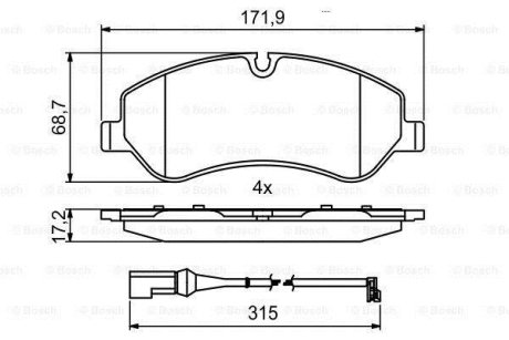 ДИСКОВI КОЛОДКИ ПЕРЕДНI BOSCH 0 986 494 844