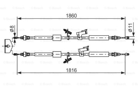 Трос ручного гальма BOSCH 1 987 482 189