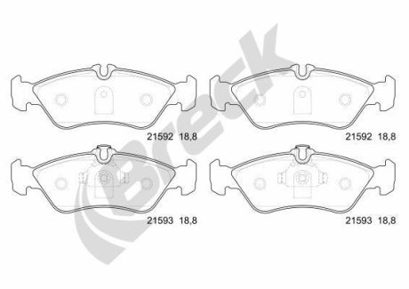 Комплект гальмівних колодок BRECK 21592 00 705 10