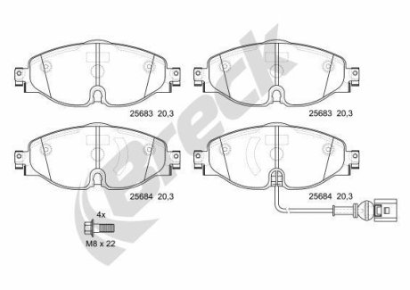 Комплект гальмівних колодок BRECK 25683 00 701 00