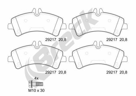 Комплект тормозных колодок, дисковый тормоз BRECK 29217 00 703 00