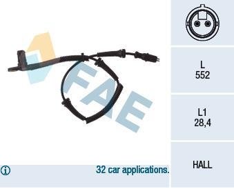 Датчик швидкості обертання колеса FAE 78027