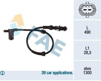 Датчик швидкості обертання колеса FAE 78077