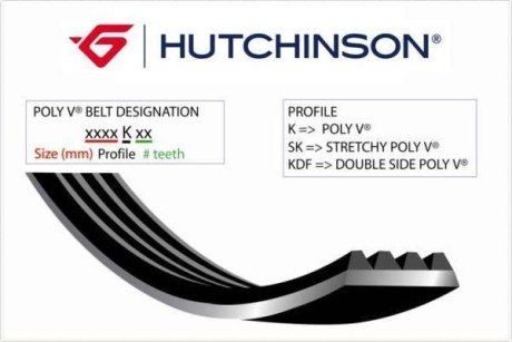 Ремень генератора (поліклиновий) HUTCHINSON 836 SK 4