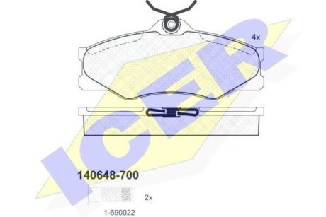 Комплект гальмівних колодок (дискових) ICER 140648-700 (фото 1)