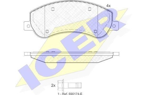 Колодки тормозные (передние) VW Amarok 10- (Bosch) ICER 141793-204