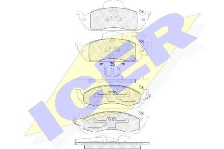 Колодки тормозные (передние) MB ML-class (W163) 98-05 (с датчиком) ICER 181276