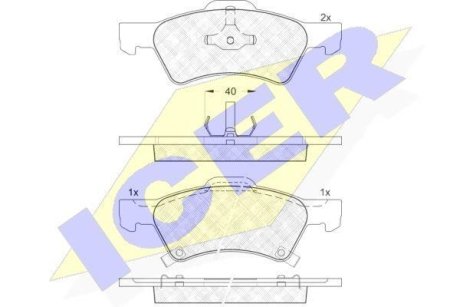 Колодки тормозные (передние) Chrysler Voyager IV 00-08/Dodge Caravan 00-07/Grand ICER 181544 (фото 1)