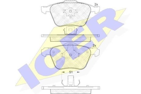 Колодки тормозные (передние) Volvo S60/S80/XC90 98-15 ICER 181551