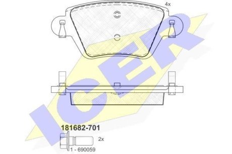 Колодки тормозные (задние) Renault Kangoo 4x4/Kangoo Express 97-/Nissan Kubistar ICER 181682-701