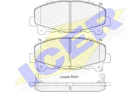 Комплект гальмівних колодок (дискових) ICER 181894