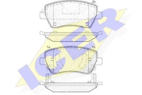 Комплект гальмівних колодок (дискових) ICER 182019