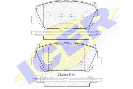 Комплект гальмівних колодок (дискових) ICER 182090 (фото 1)