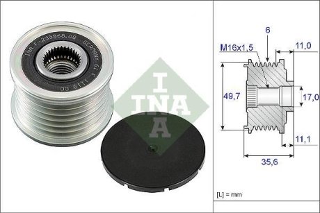 Шкив генератора MB C/E/S-class 220CDI-320CDI 01-, 6PK INA 535 0086 10