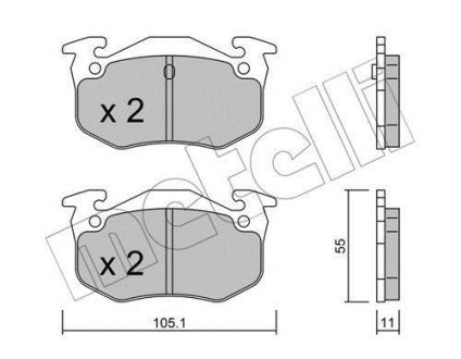 Комплект гальмівних колодок (дискових) Metelli 22-0038-0