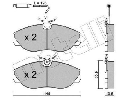 Комплект гальмівних колодок (дискових) Metelli 22-0154-0