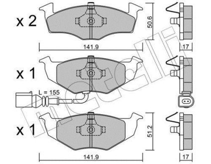 Комплект гальмівних колодок (дискових) Metelli 22-0206-3