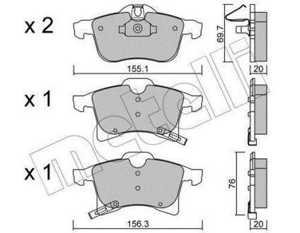 Комплект гальмівних колодок (дискових) Metelli 22-0539-0