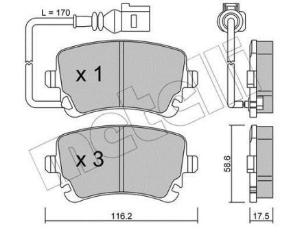 Комплект гальмівних колодок (дискових) Metelli 22-0554-0