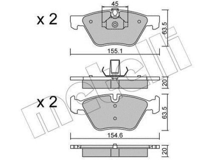 Комплект гальмівних колодок (дискових) Metelli 22-0557-3