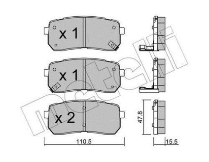 Комплект гальмівних колодок (дискових) Metelli 22-0786-0