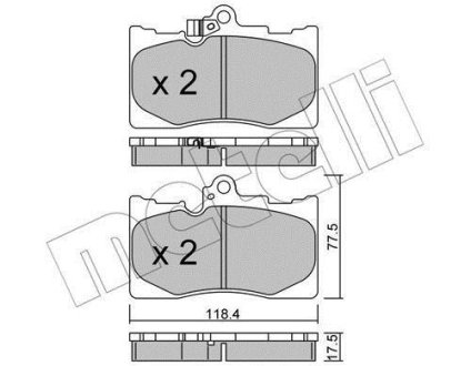 Комплект гальмівних колодок (дискових) Metelli 22-0799-0