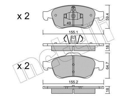 Комплект гальмівних колодок (дискових) Metelli 22-0817-0 (фото 1)