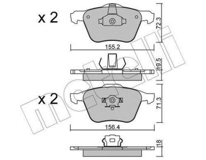 Комплект гальмівних колодок (дискових) Metelli 22-0833-0