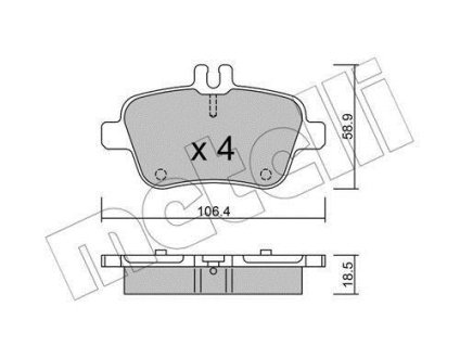 Комплект гальмівних колодок (дискових) Metelli 22-0966-0