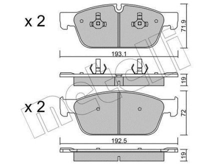 Комплект гальмівних колодок (дискових) Metelli 22-0967-0