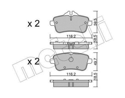 Комплект гальмівних колодок (дискових) Metelli 22-0968-0