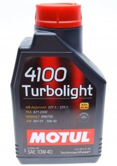 Моторна олива 4100T-light SAE 10W40 1L MOTUL 387601 (фото 1)