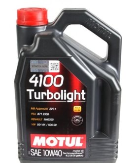 Моторна олива 4100 Turbolight 10W40 4L MOTUL 387607