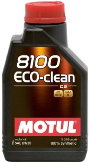 Олива 8100 Eco-clean 0W30 1 L MOTUL 868011 (фото 1)