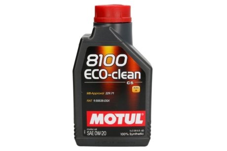 Олива 8100 ECO-CLEAN 0W20 1L MOTUL 868111 (фото 1)