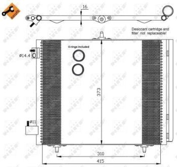 Радіатор кондиціонера Citroen C2, C3, C4 Cactus Opel Crossland X 1.0-1.6D 02.02- NRF 35405