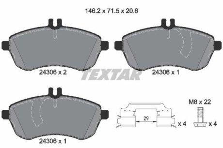 Комплект гальмівних колодок TEXTAR 2430602