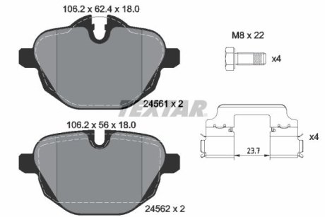 Колодки тормозные (задние) BMW 5/X3 (E83) 10- TEXTAR 2456101