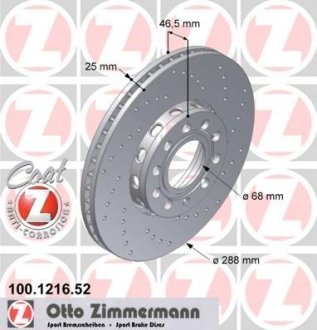 Диск гальмівний ZIMMERMANN 100.1216.52