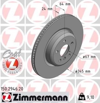 Диск гальмівний ZIMMERMANN 150.2946.20