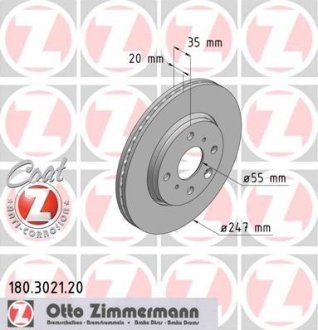 Диск гальмівний ZIMMERMANN 180.3021.20