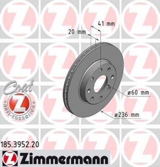 Диск гальмівний ZIMMERMANN 185.3952.20