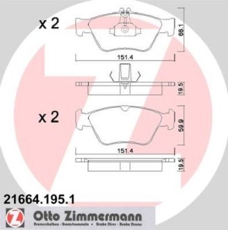 Комплект гальмівних колодок ZIMMERMANN 21664.195.1