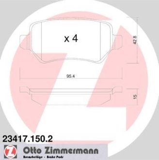 Комплект гальмівних колодок ZIMMERMANN 23417.150.2
