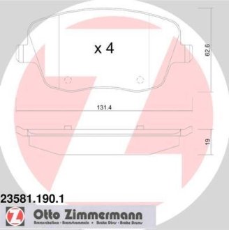 Комплект гальмівних колодок ZIMMERMANN 23581.190.1