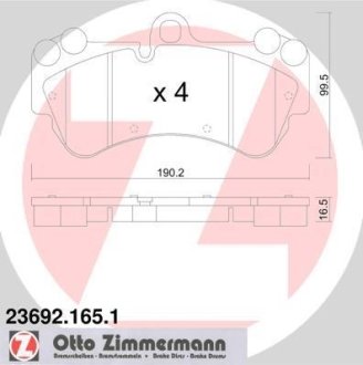 Колодки гальмівні дискові, к-кт ZIMMERMANN 23692.165.1 (фото 1)