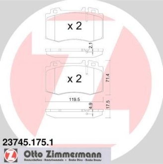 Комплект гальмівних колодок ZIMMERMANN 23745.175.1